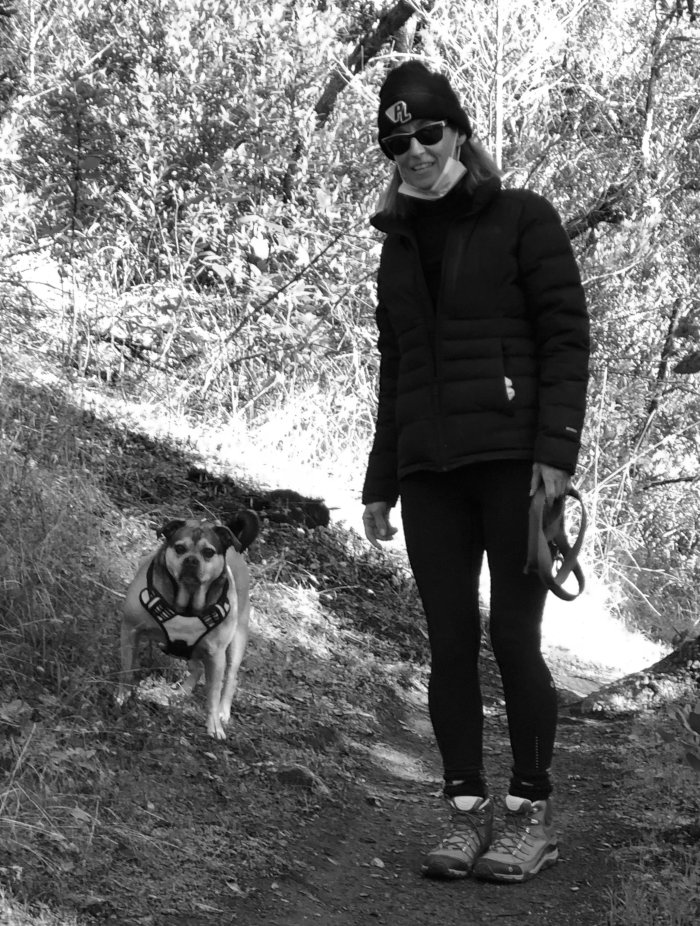 KC Kilian on a Sonoma trail with her pup